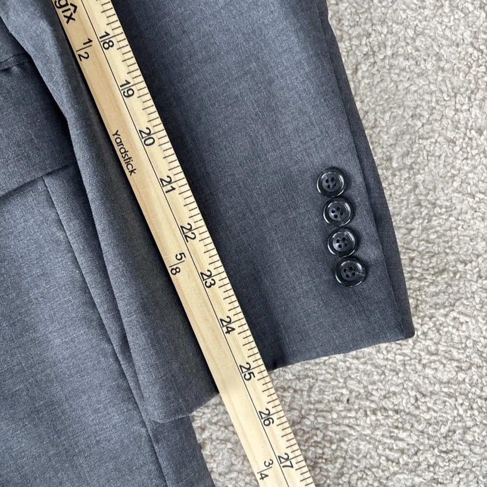JOS A BANK 100% Wool 2 Piece Dark Gray Flat Front Suit 44L 36x‎ 30